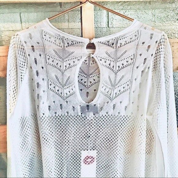 Wildfox Boho Crochet Tunic Bell Sleeve Sweater - Picture 4 of 7